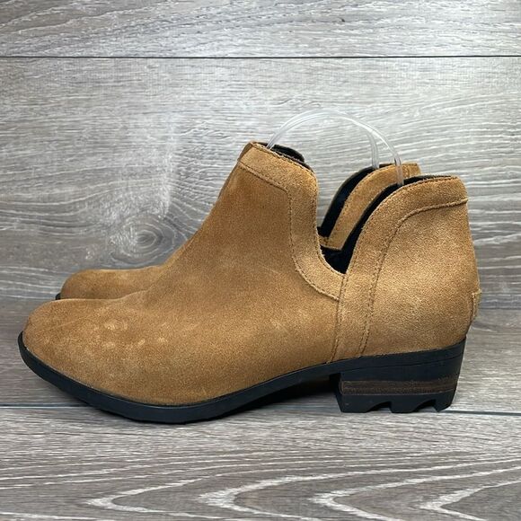 Sorel Lolla Cut Out Women’s Size 9.5 Chestnut Suede Slip On Ankle Boots - Picture 3 of 12